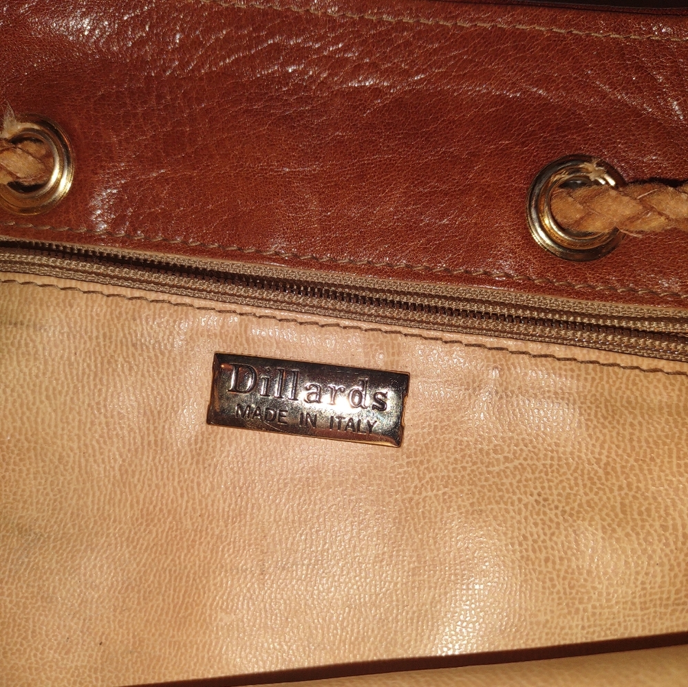 Woman's‎ Dillards Vintage Raffia & Leather Trim Bucket Style Shoulder bag - Picture 3 of 5
